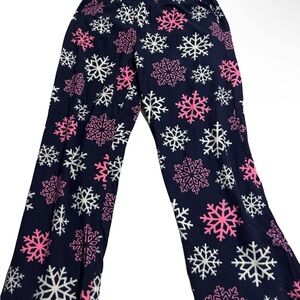 Justice Navy Pajama Pants with Pink and White Snowflakes